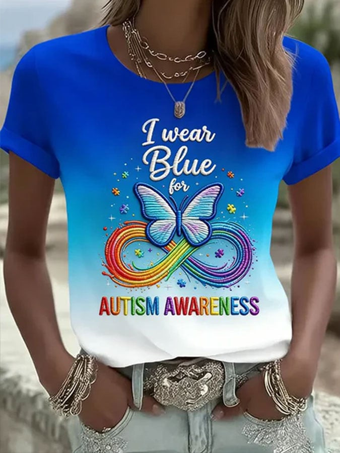 I Wear Blue For Autism Awareness T-Shirt Love Support Autism Clothing Gift Ideas