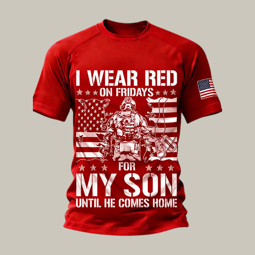 I Wear Red On Fridays For My Son T-Shirt Red Fridays Clothes Memorial Gift For Dad