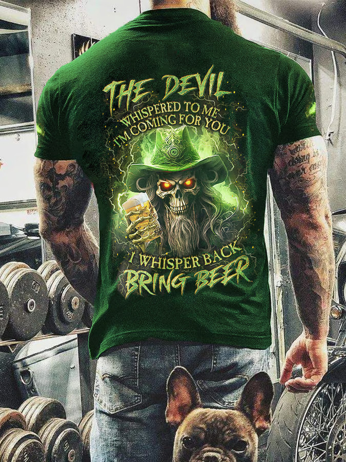 I Whisper Back Bring Beer St Patrick Skull T-Shirt St Patrick's Day Outfit St Pattys Day Gifts