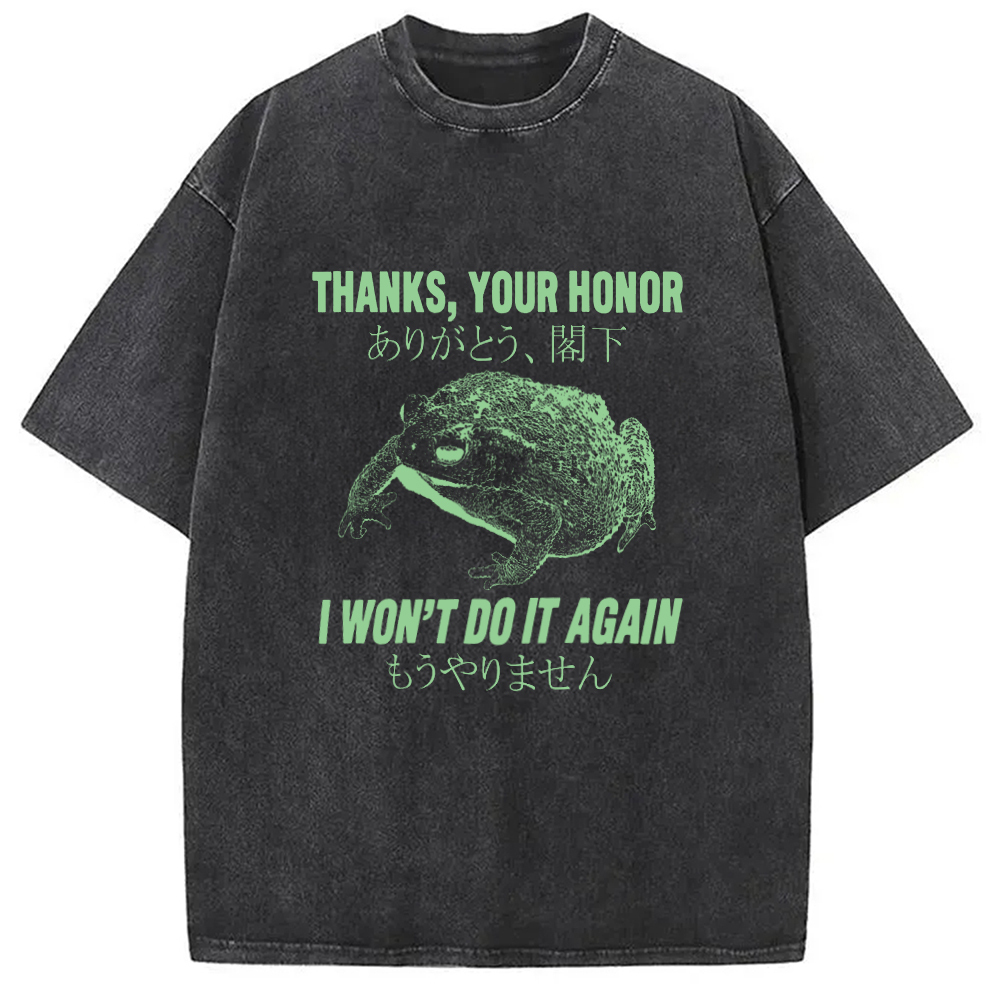 I Won't Do It Again Frog Washed T-Shirt Cool Urban Street Style Shirt Gifts For Her I Won't Do It Again Frog Washed T-Shirt Cool Urban Street Style Shirt Gifts For Her