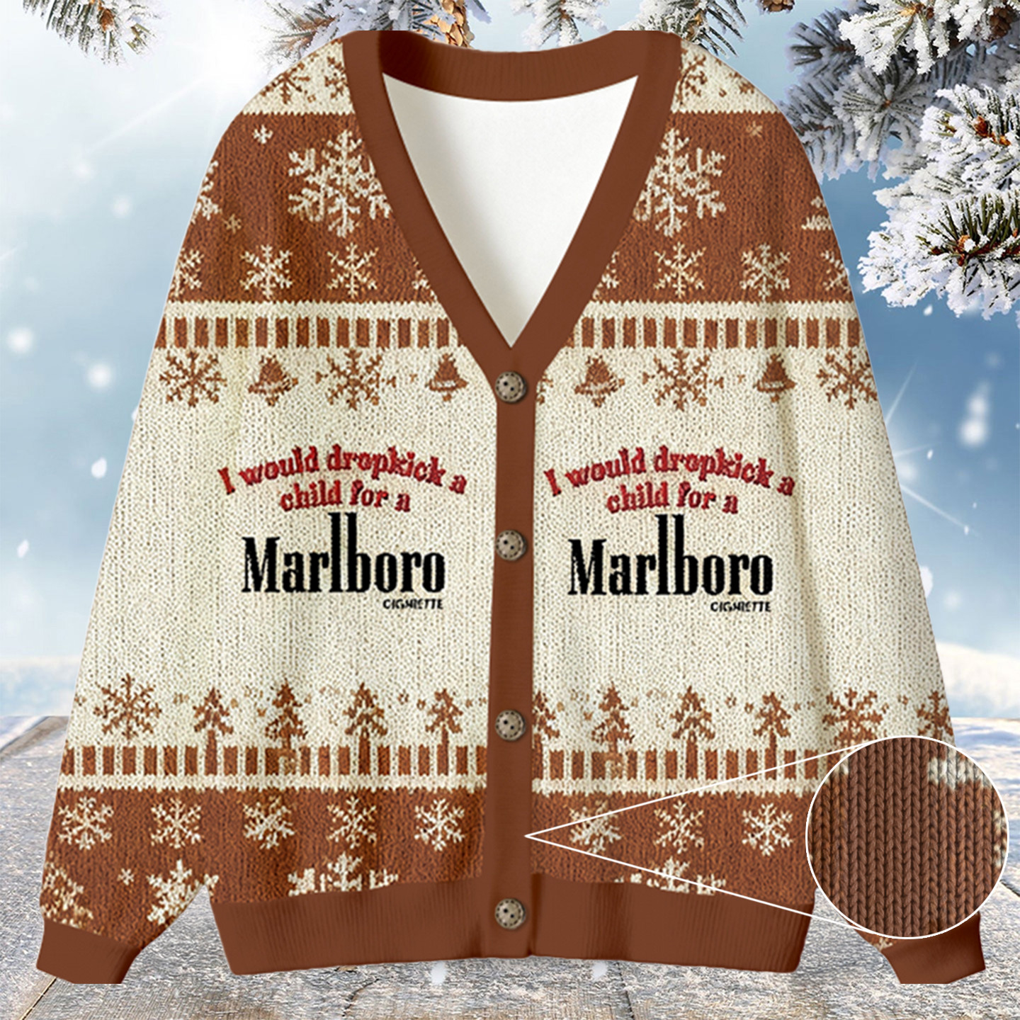 I Would Dropkick A Child For A Cigarette Christmas Ugly Cardigan Secret Santa Gifts