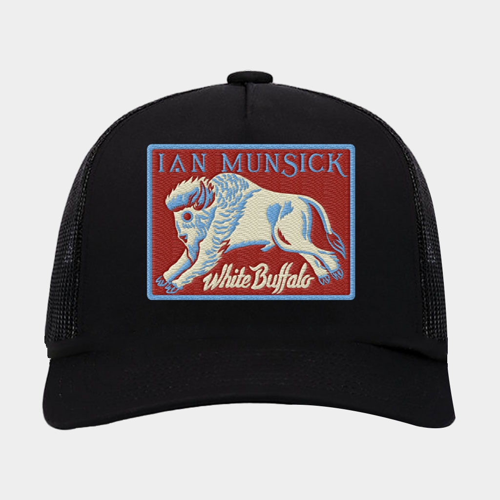 Ian Munsick Merch Embroidered White Buffalo Black Trucker Hat Ian Munsick Hat Gifts For Dad