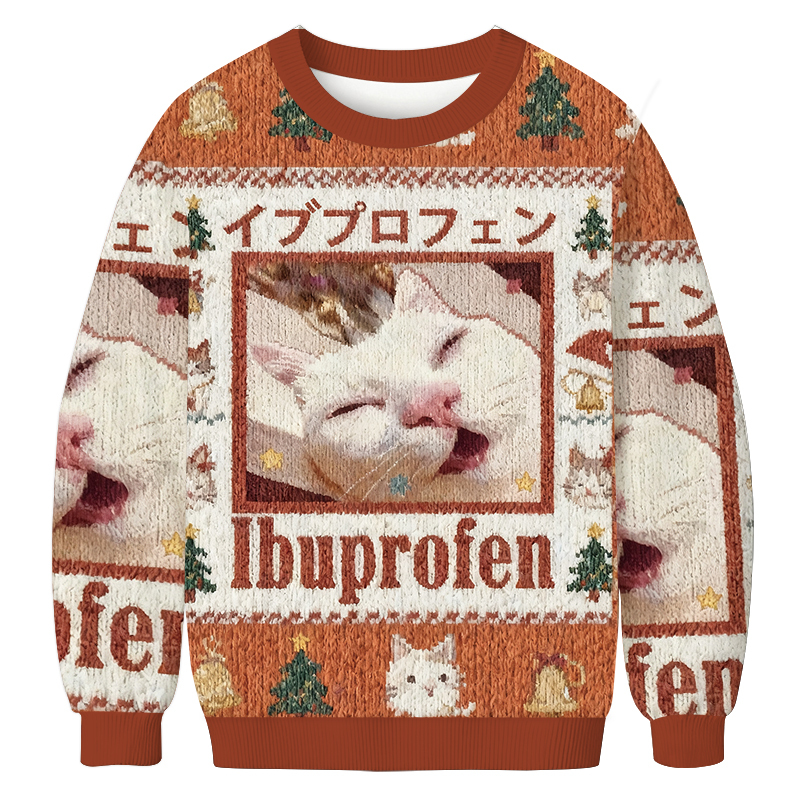 Ibuprofen Meme Cat Christmas Ugly Sweatshirt Holiday Joke Gift Idea Ibuprofen Meme Cat Christmas Ugly Sweatshirt Holiday Joke Gift Idea