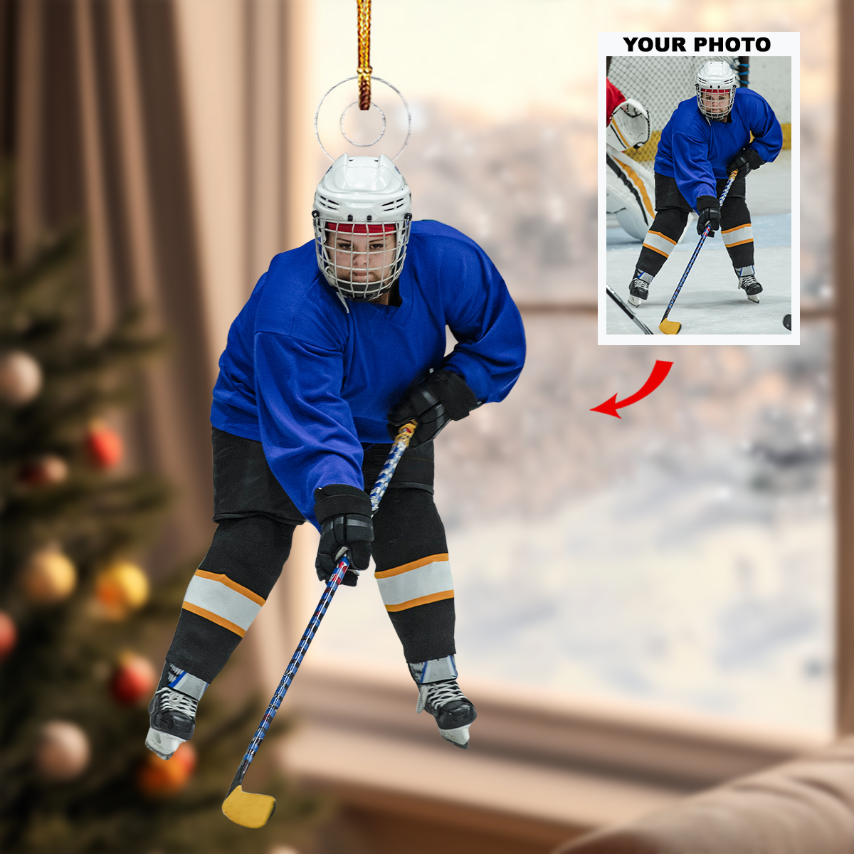 Ice Action Personalized Photo Mica Ornament Gift For Ice Hockey Players Ice Hockey Lov