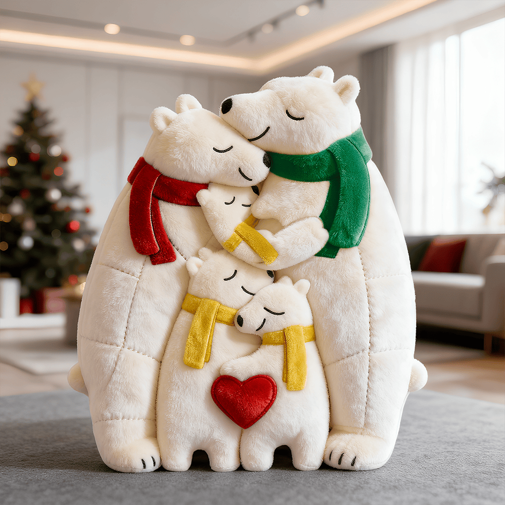 Ice Bear Family Hugging Pillow, Personalized Gifts For Family - Awkward Christmas Gifts For Him Ice Bear Family Hugging Pillow, Personalized Gifts For Family - Awkward Christmas Gifts For Him
