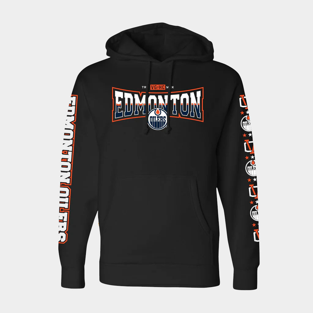 ICE District Authentics Merch Edmonton Oilers Violent Gentlemen Black Wordmark Hoodie Him Gifts