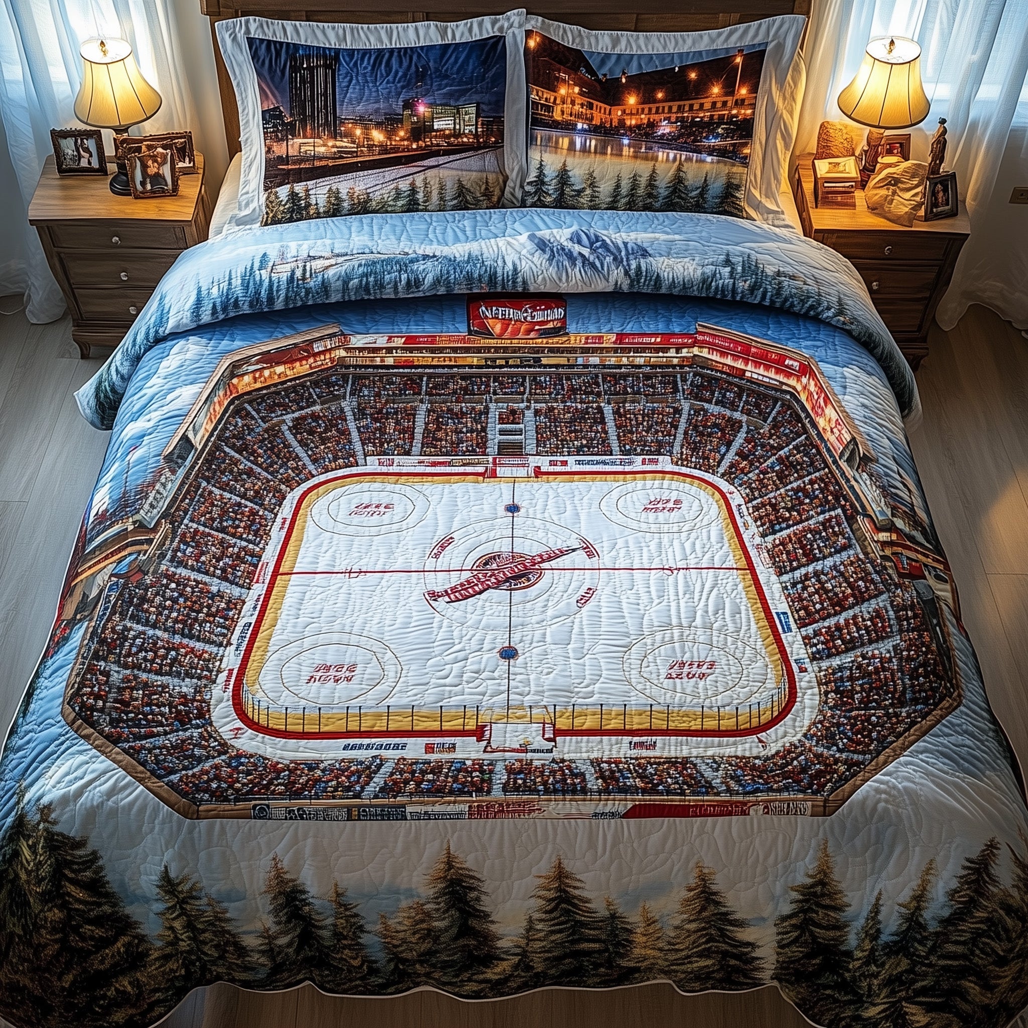 Ice Hockey Dreams Quilted Bedding Set Duvet Cover Merchandise Christmas Gift For Hockey Player