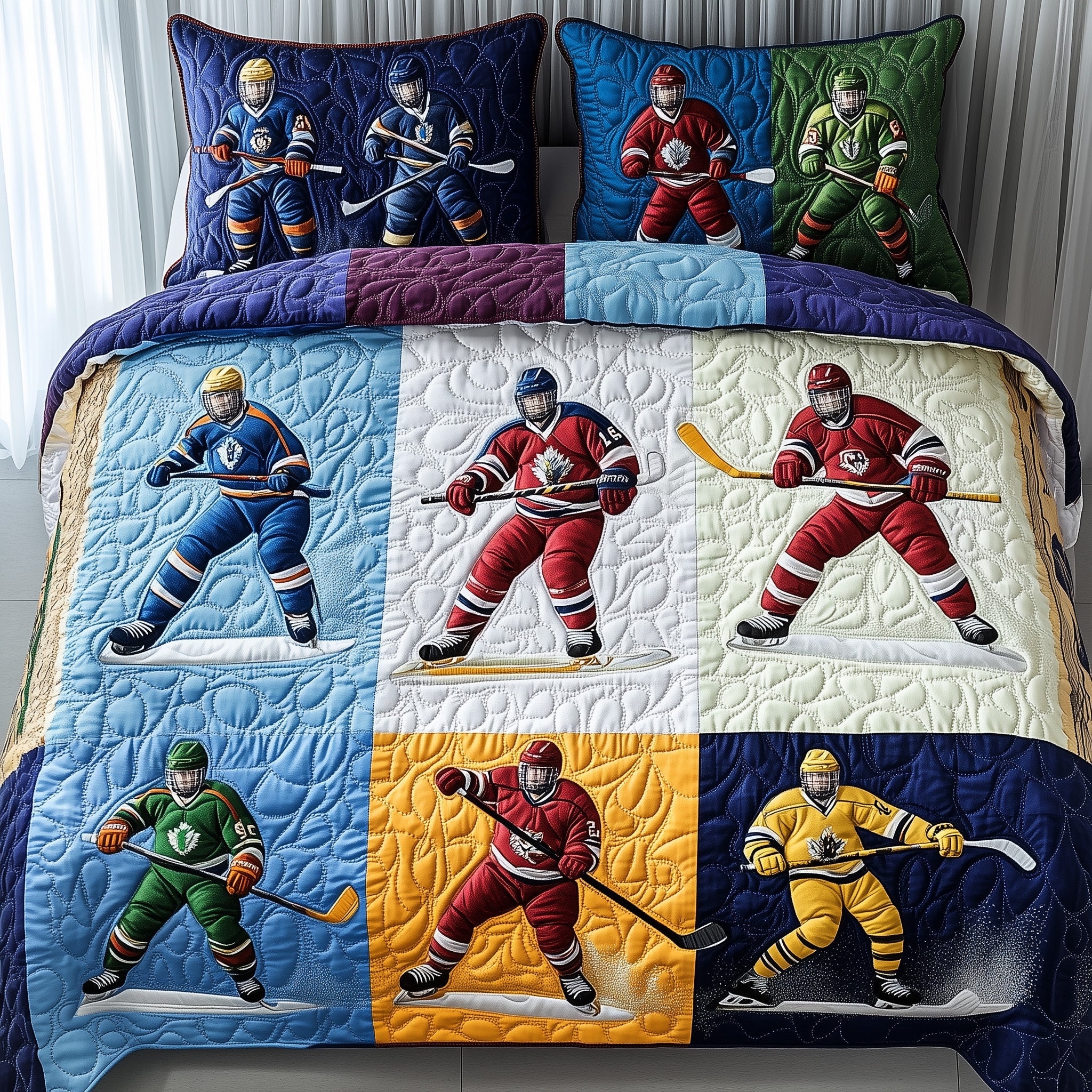 Ice Hockey Dreams Quilted Bedding Set Duvet Cover Merchandise Ice Hockey Christmas Gifts