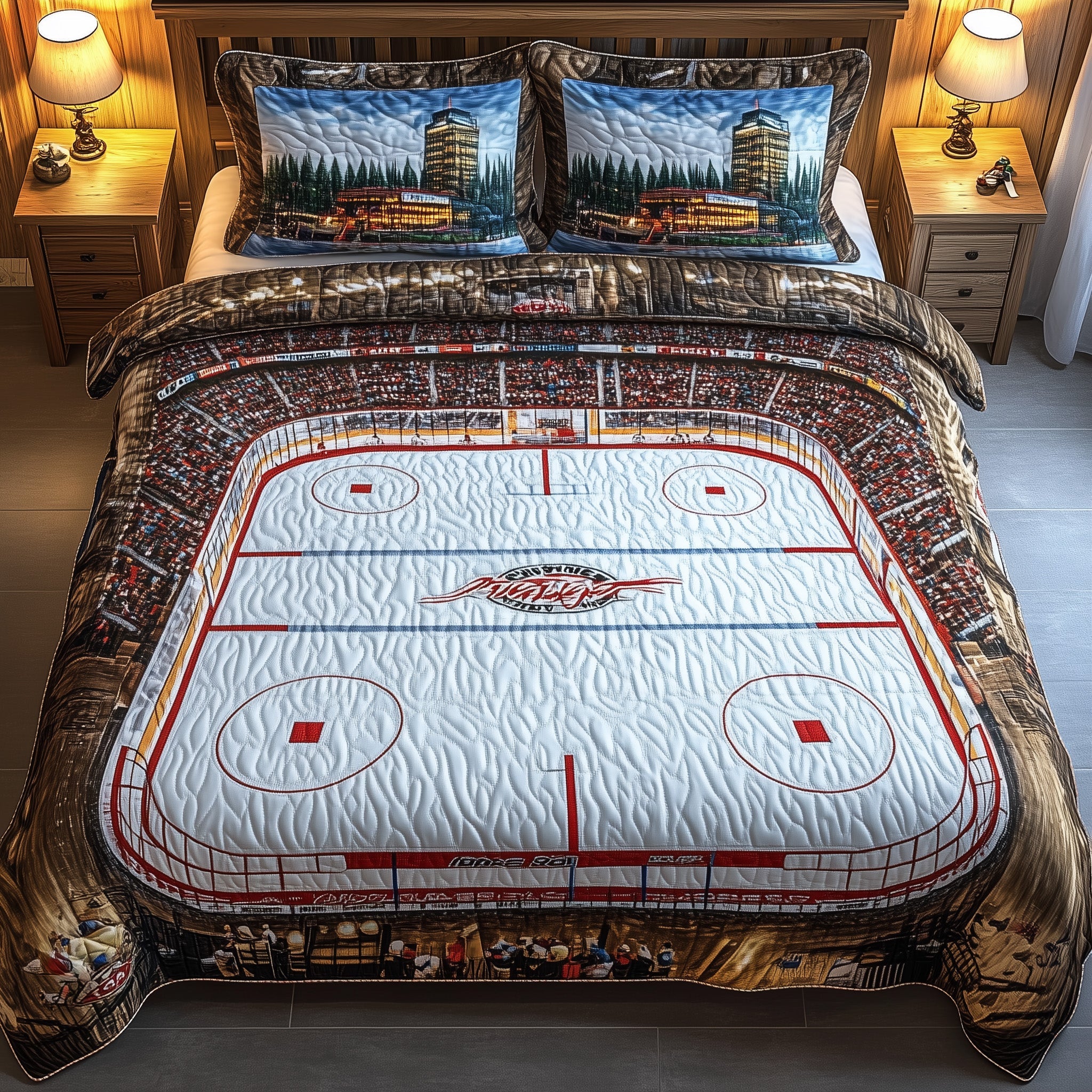 Ice Hockey Dreams Quilted Bedding Set Duvet Cover Merchandise Ice Hockey Gifts For Him