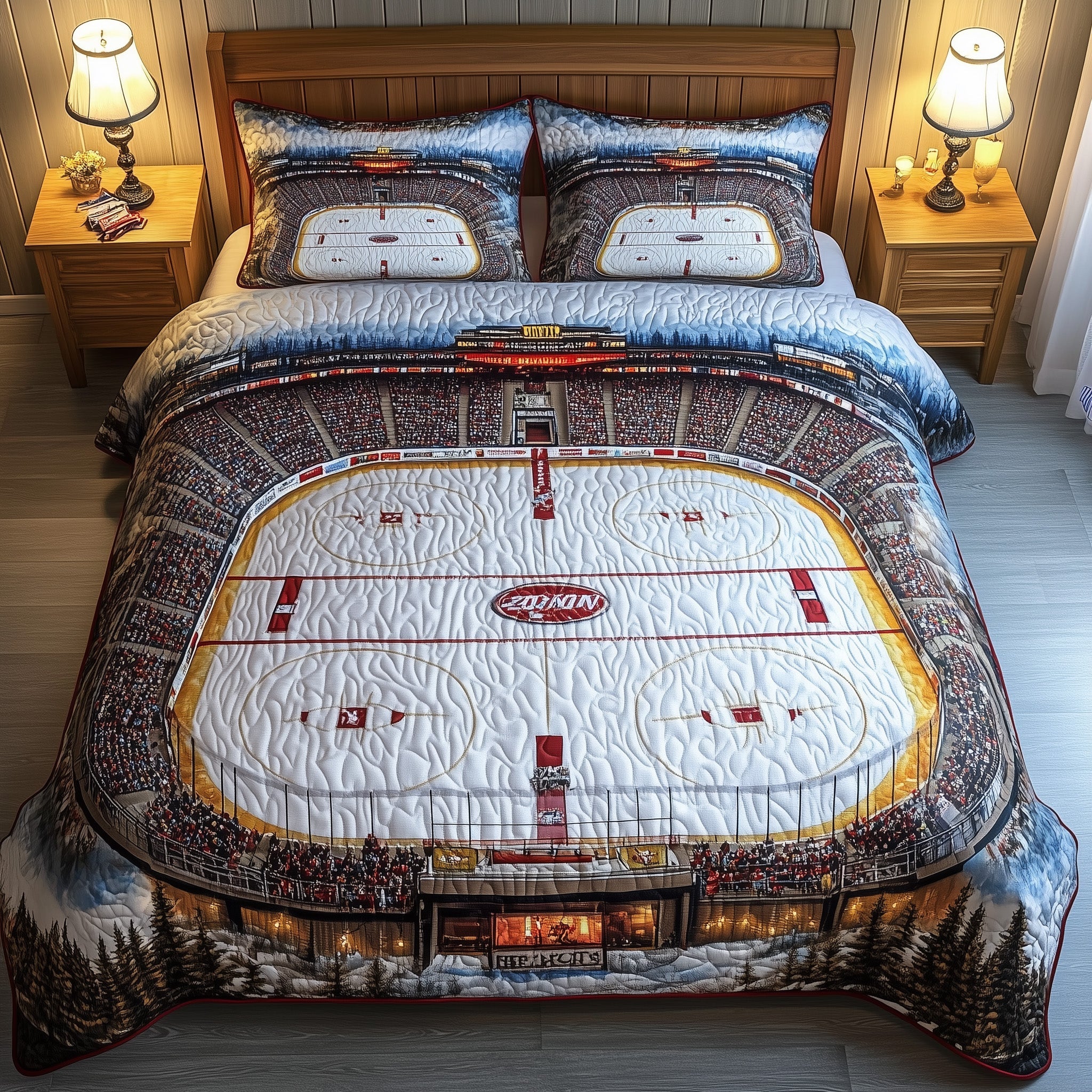 Ice Hockey Dreams Quilted Bedding Set Duvet Cover Merchandise Ice Hockey Presents