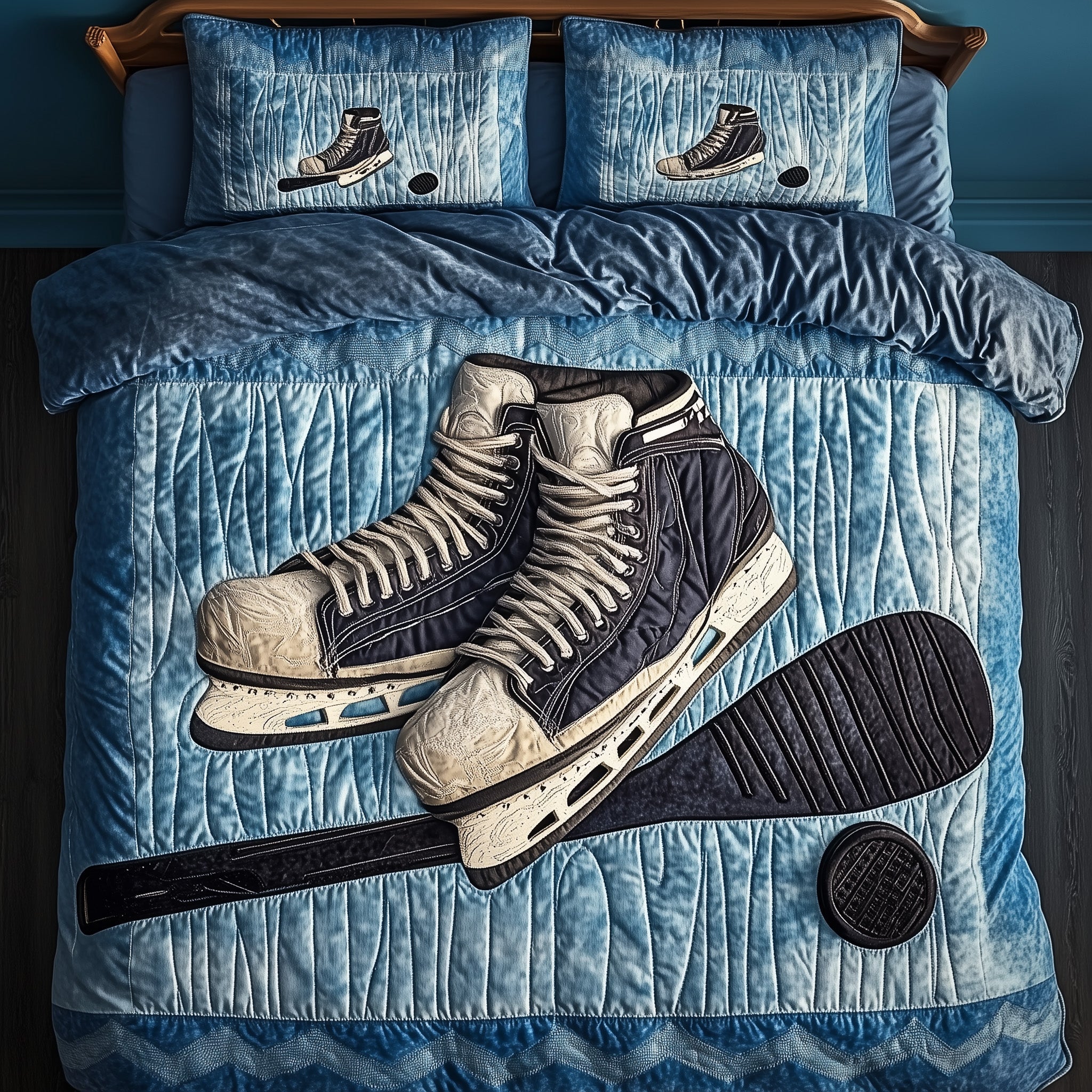 Ice Hockey Dreams Quilted Bedding Set Duvet Cover Merchandise Ice Hockey Team Gifts
