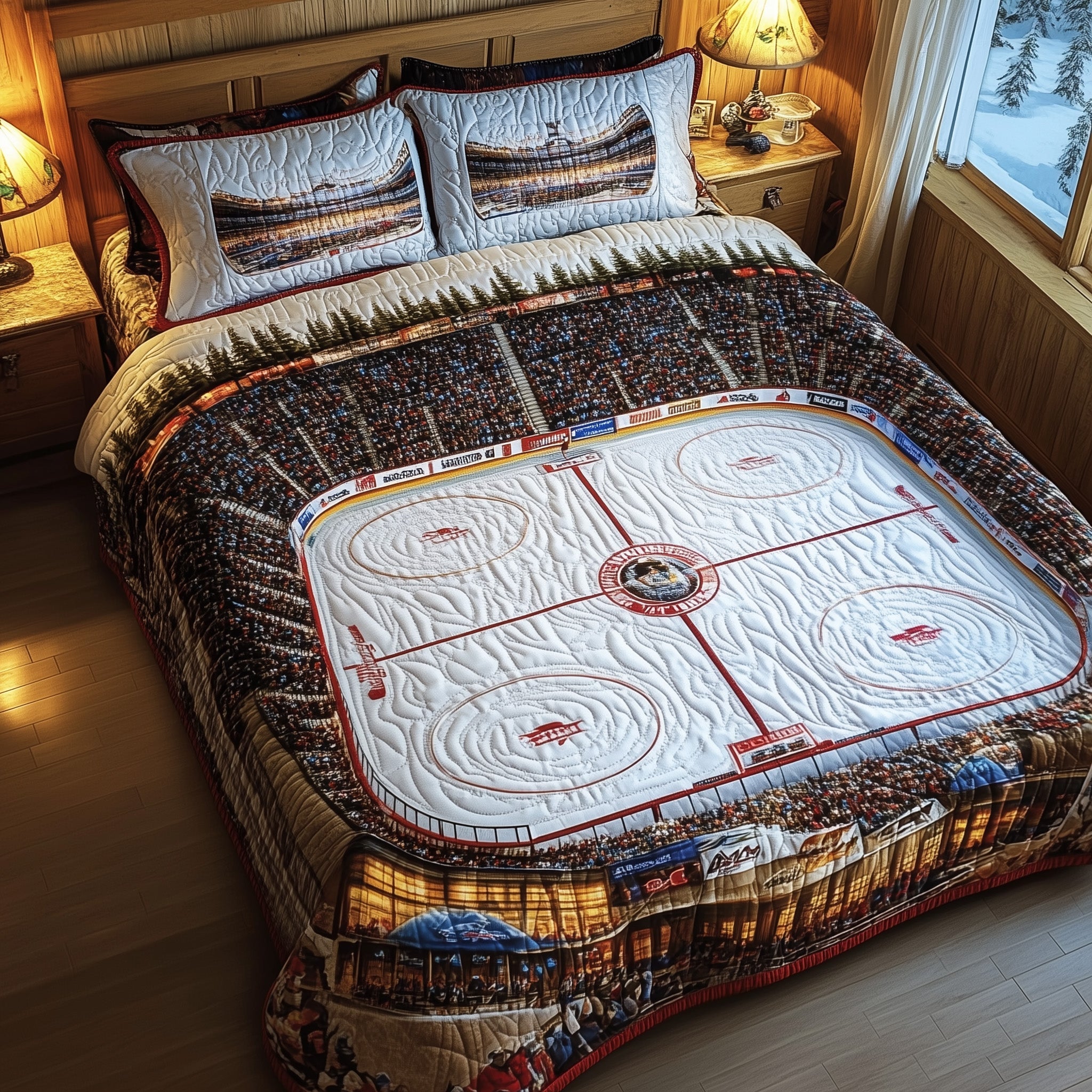Ice Hockey Dreams Quilted Bedding Set Duvet Cover Merchandise Unique Ice Hockey Gifts