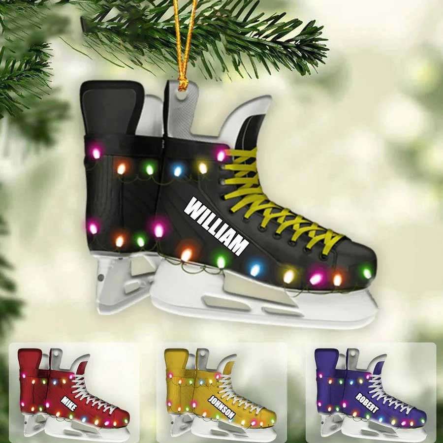 Ice Hockey Skates  Personalized Hockey Acrylic Christmas Ornament  Gift For Hockey Players