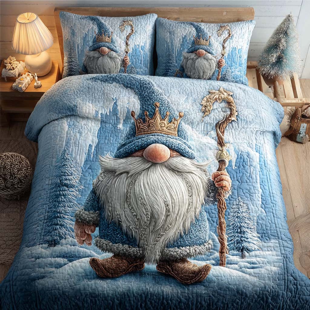 Ice King Gnome Quilted Bedding Set Queen Size Comforter Set Meaningful Gift For Father