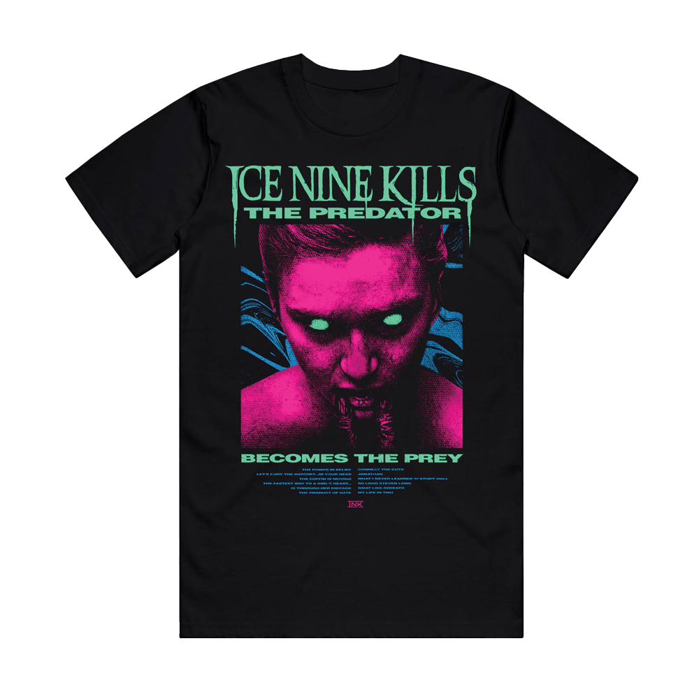 Ice Nine Kills Merch T-Shirt The Predator Becomes The Prey Ice 9 Kills Band Tour Merch