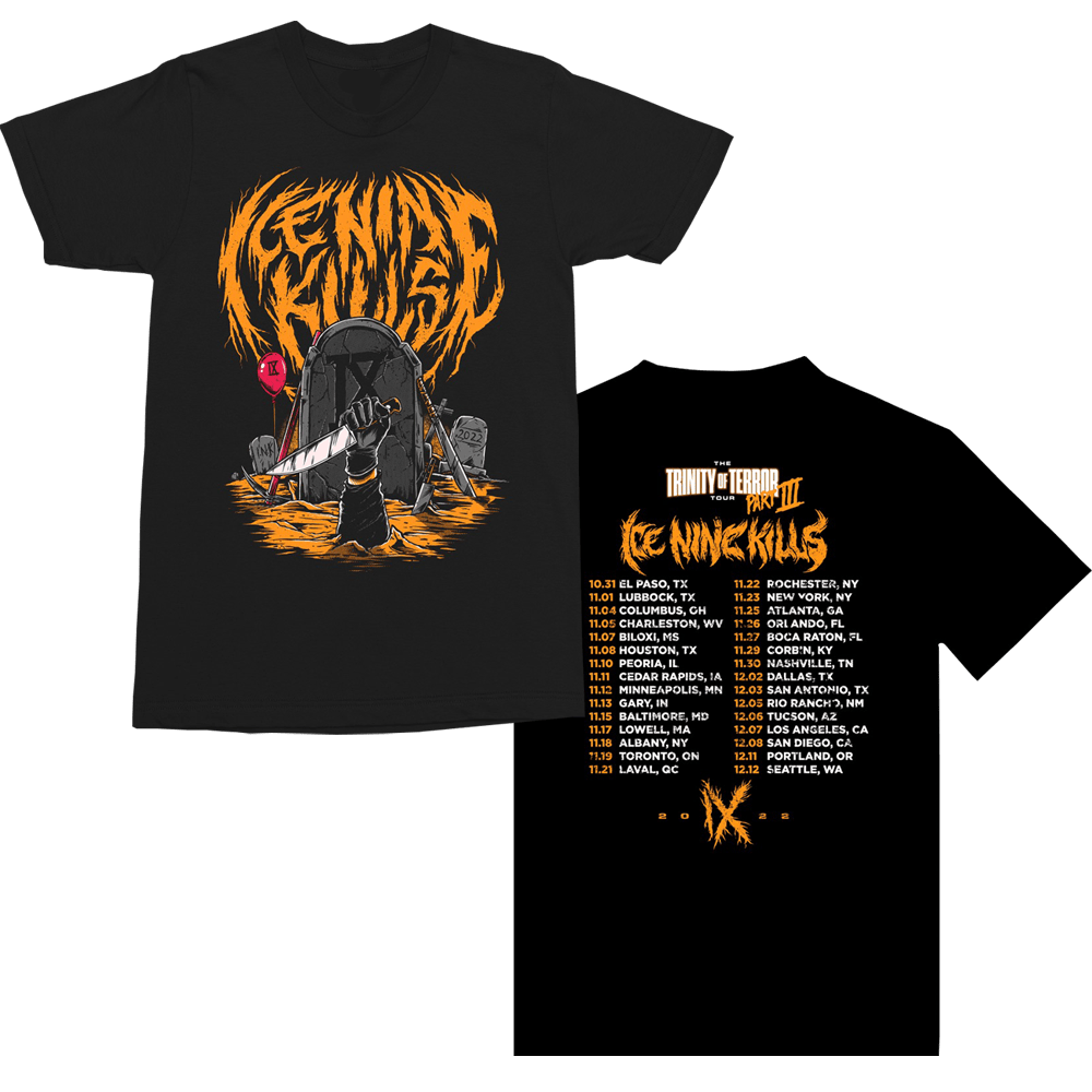 Ice Nine Kills Merch T-Shirt The Trinity Of Terror TOT3 Tour Merch