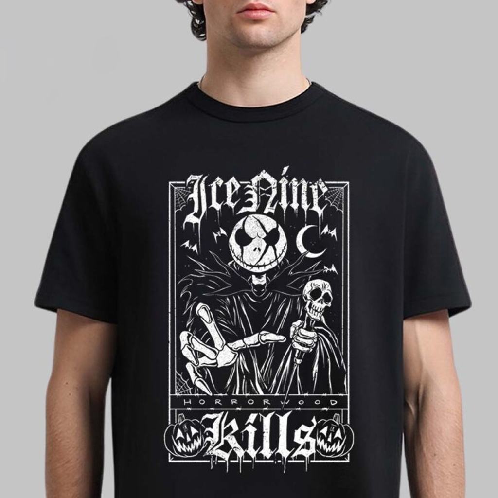 Ice Nine Kills Nightmare On The Ninth Before Christmas 2025 Jack Skellington The Death Card Tarot T-Shirt Ice Nine Kills Nightmare On The Ninth Before Christmas 2025 Jack Skellington The Death Card Tarot T-Shirt