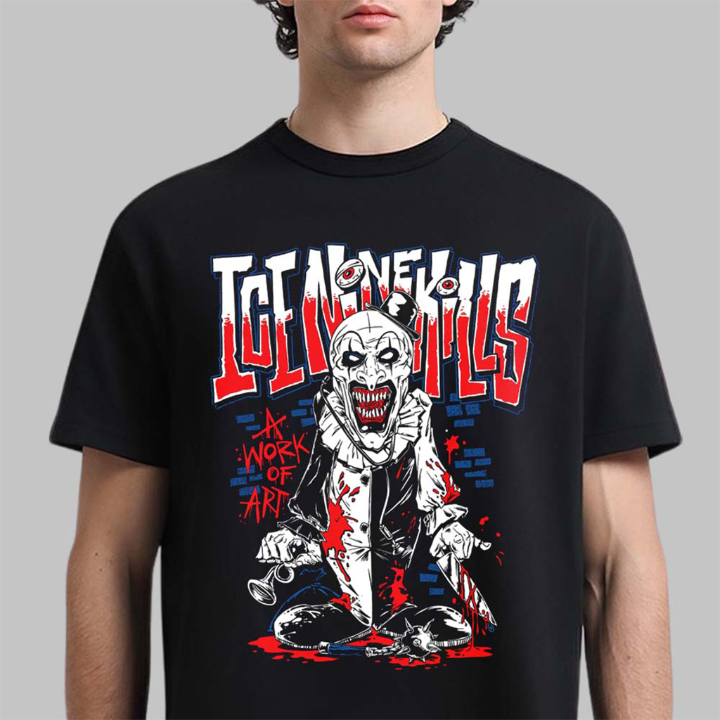 Ice Nine Kills Silver Scream Con London 2025 A Work of Art Cartoon T-Shirt