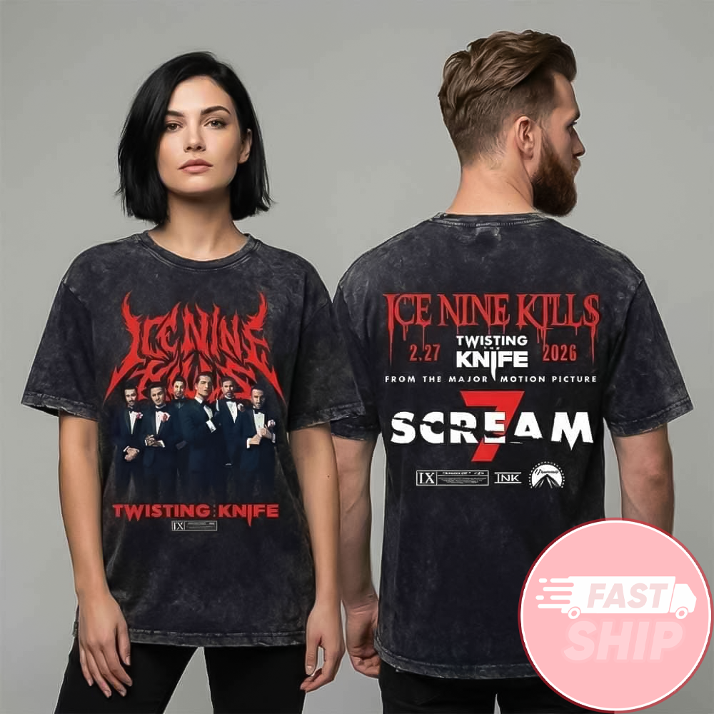 Ice Nine Kills x Ghost Face Scream 7 Series Movie Single Twisting The Knife Feb 2 2026 Opening Knife Wash Shirt