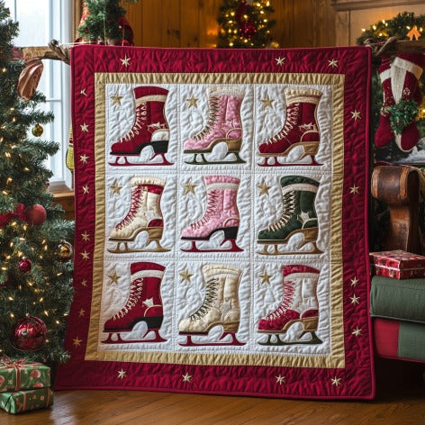 Ice Skating Lovers Quilt Soft Quilt Blanket Gift to Warm Hearts