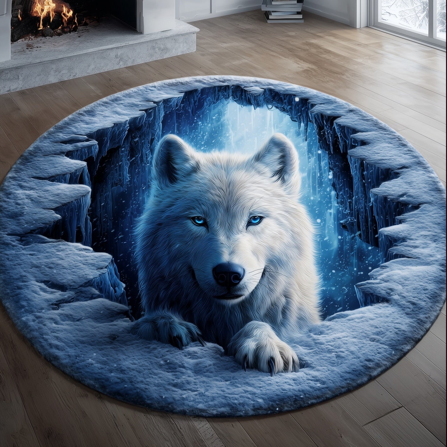 Ice Tunnel Watcher Quilted Round Mat Elegant Quilted Round Mat to Enhance Your Room