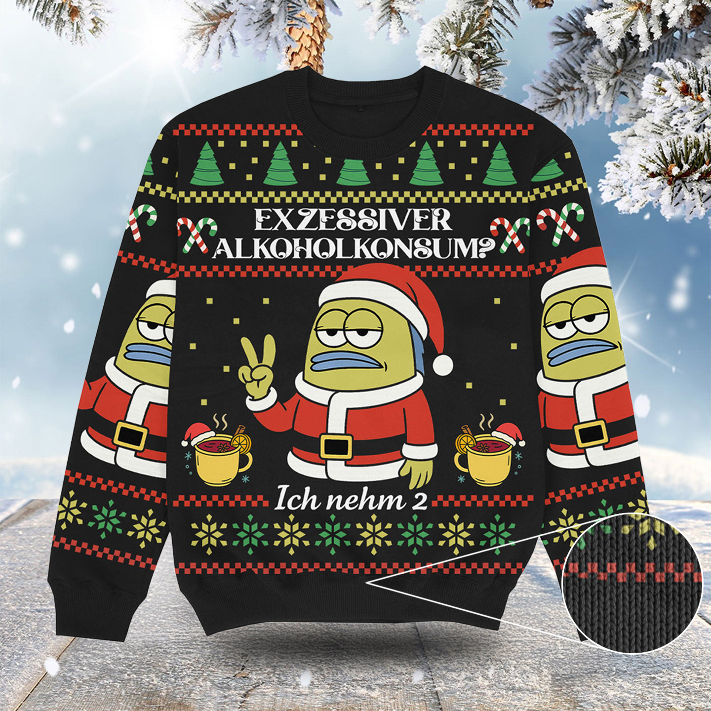 Ich Nehm 2 Christmas Ugly Sweater Merry Xmas Apparel Secret Santa Gift Ideas