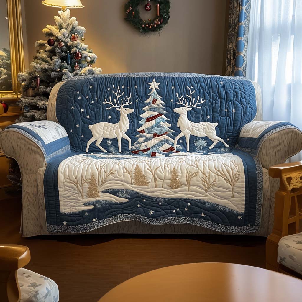 Icicles Glitter Quilted Sofa Cover Christmas Sofa Cover Unique Gifts For Family