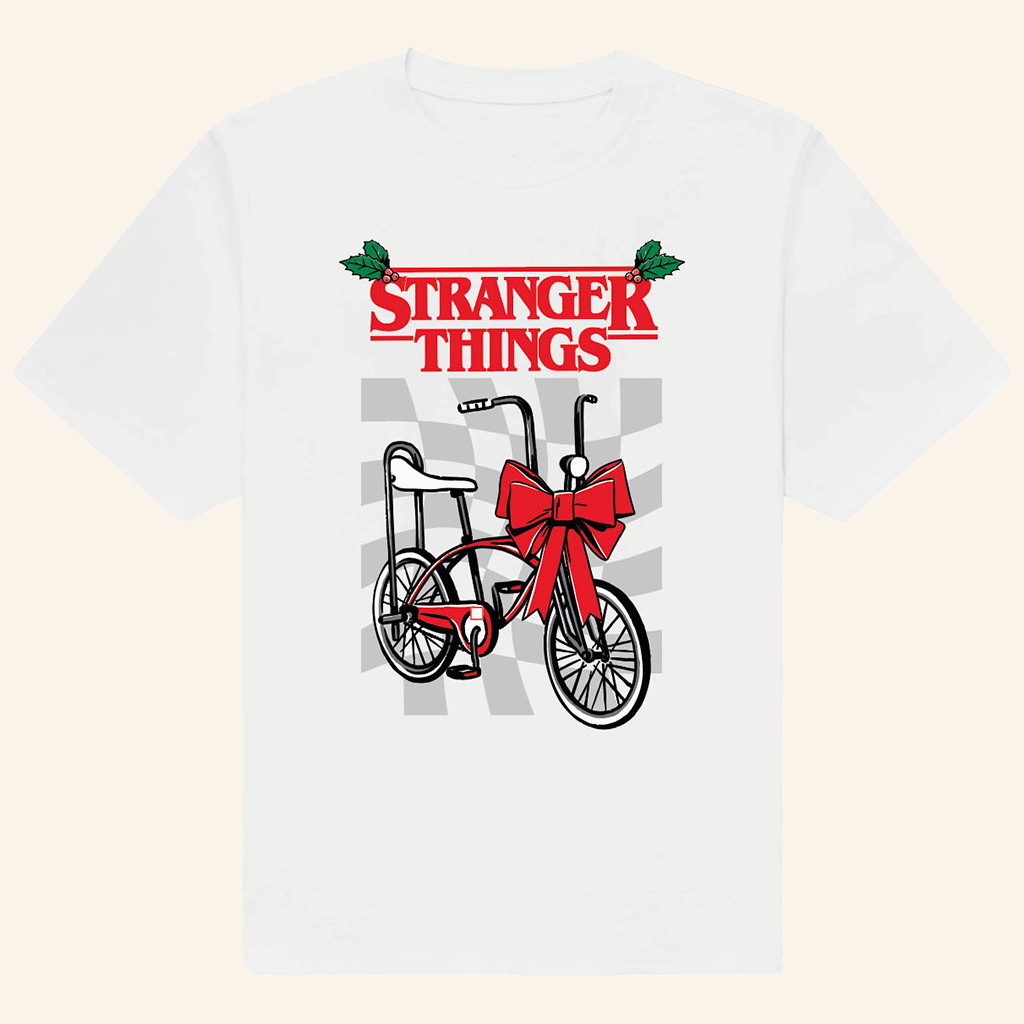 Icon Music UK Merch Stranger Things Christmas Bike T-Shirt Christmas Gifts For Him Icon Music UK Merch Stranger Things Christmas Bike T-Shirt Christmas Gifts For Him