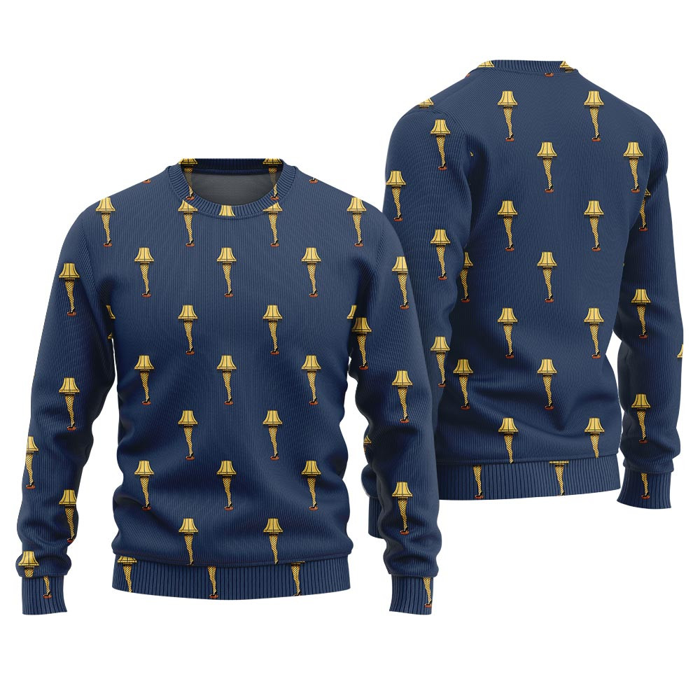 Iconic Leg Lamp A Christmas Story Ugly Christmas Sweater Custom Holiday Sweater Merch That Warms the Heart