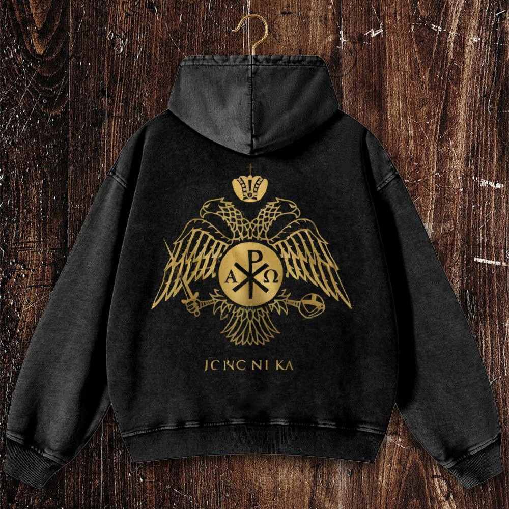 ICXCNIKA Orthodox Byzantine Eagle Hoodie Christian Faith Apparel Best Gift