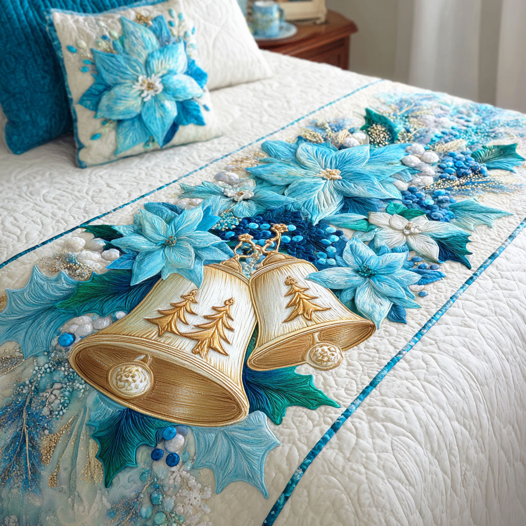 Icy Bell Blossom Quilted Bed Runner Christmas Decorations Xmas Gifts For Mother In Law