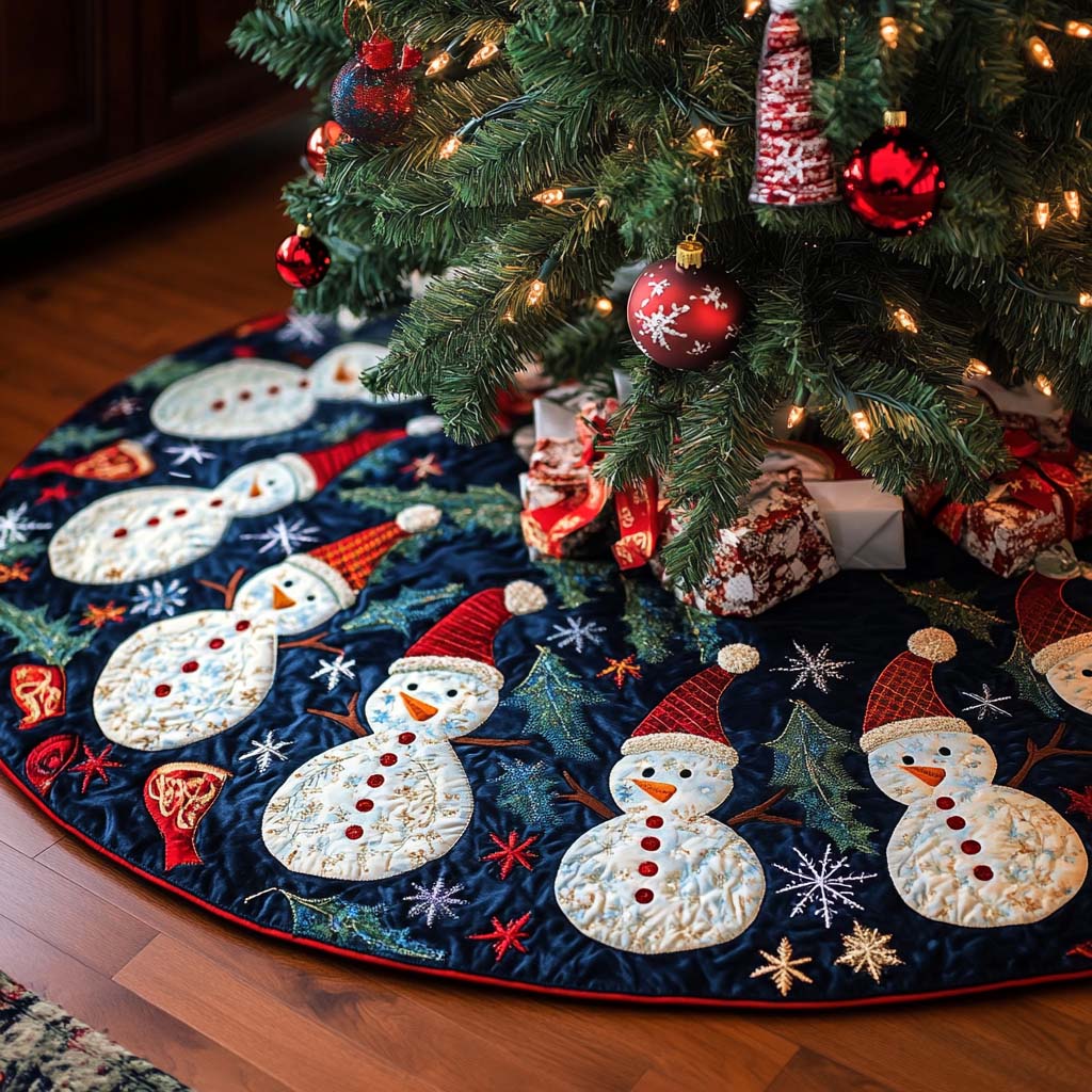 Icy Delight Christmas Quilted Tree Skirt Under Tree Christmas Decor Holiday Party Decor for Home