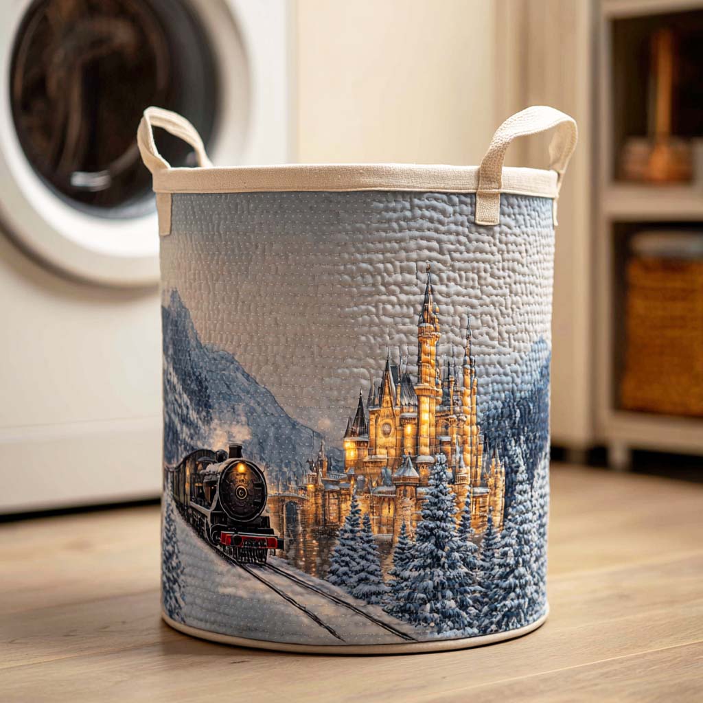 Icy Horizon Quilted Laundry Basket Holiday Merch Gift