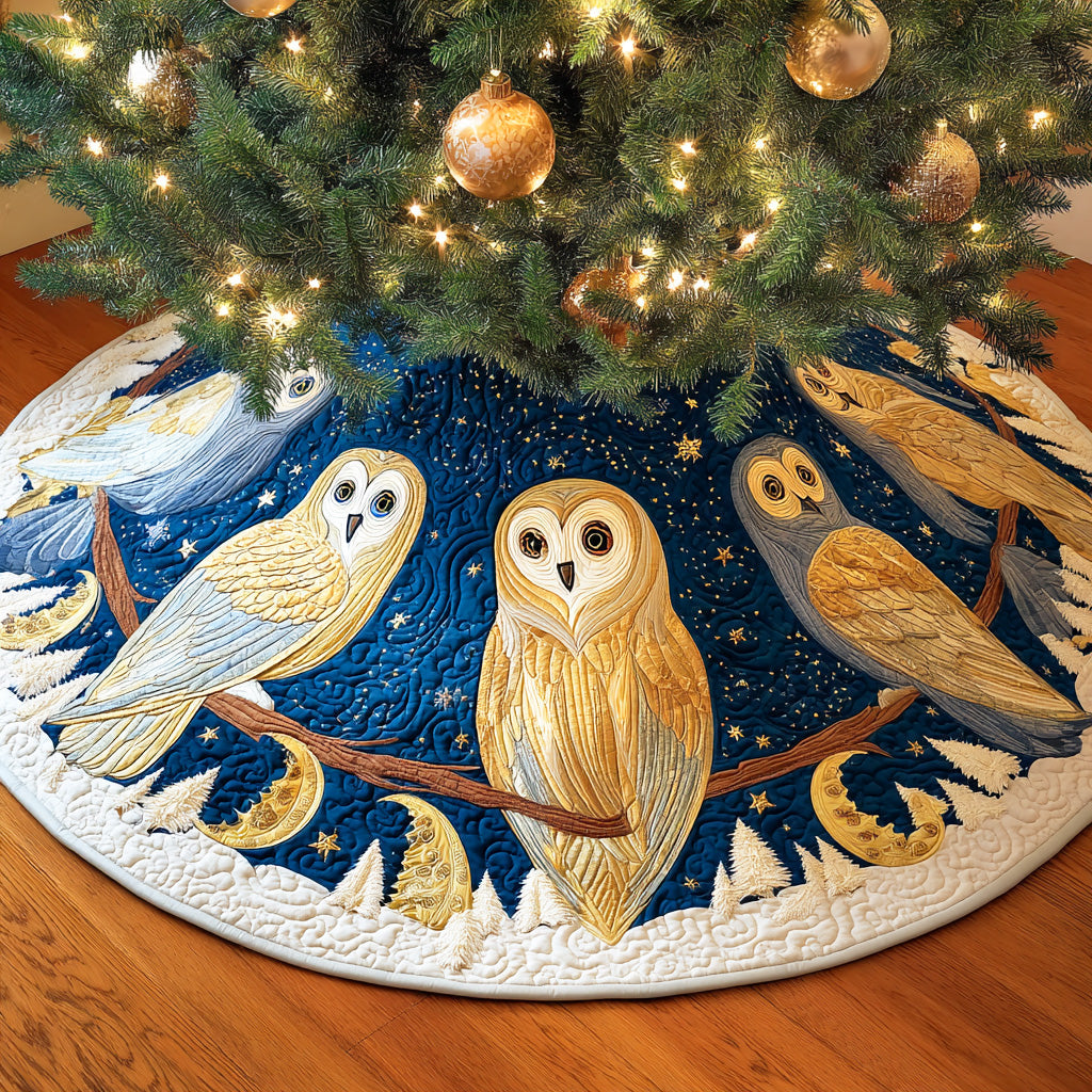 Icy Stare Christmas Quilted Tree Skirt Holiday Home Decor Great Best Gifts For Owl Lovers