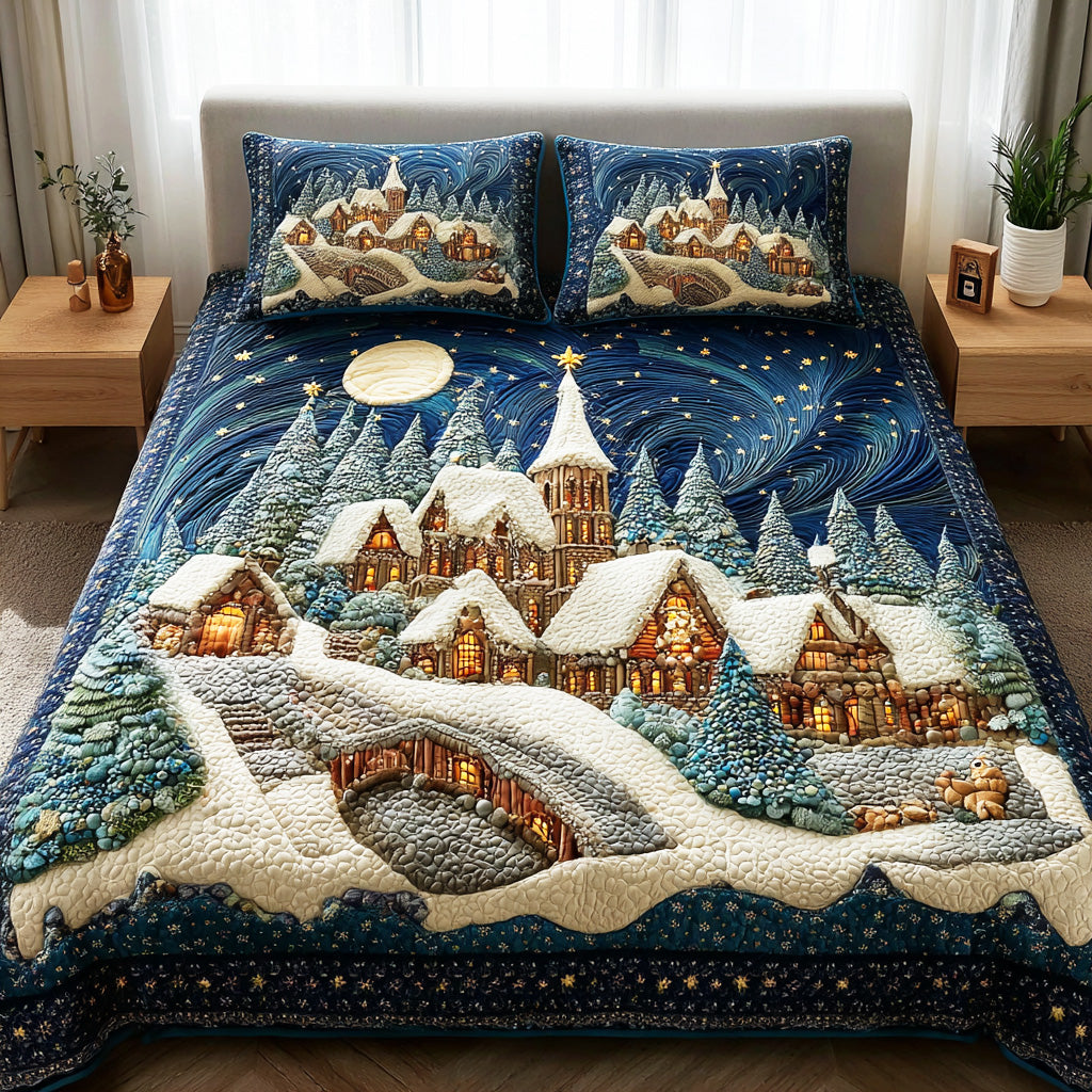Icy Twilight Quilted Bedding Set Trendy Bedding Merch for Modern Homes