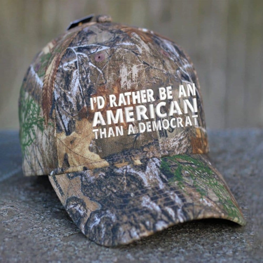 I'd Rather Be An American Than A Democrat Embroidered Camo Hat Anti Democrat Patriot Hat I'd Rather Be An American Than A Democrat Embroidered Camo Hat Anti Democrat Patriot Hat