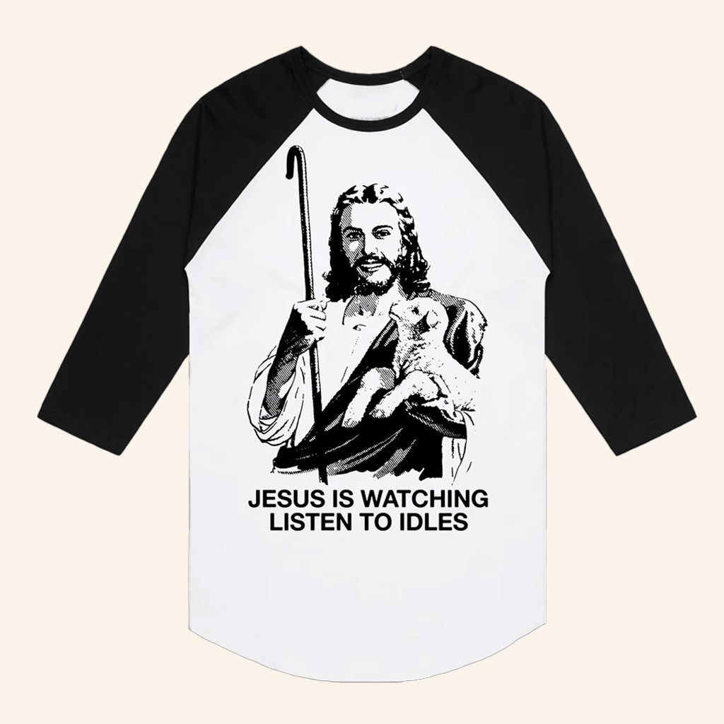 Idles Merch Jesus Is Watching Raglan T-Shirt Christmas Gift Ideas For Him Idles Merch Jesus Is Watching Raglan T-Shirt Christmas Gift Ideas For Him