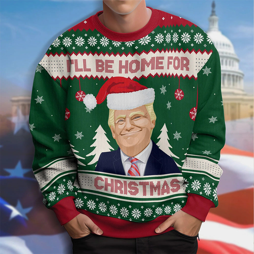 I'll Be Home For Christmas Ugly Sweater 45 47 Xmas Sweater Patriotic Gifts For Him