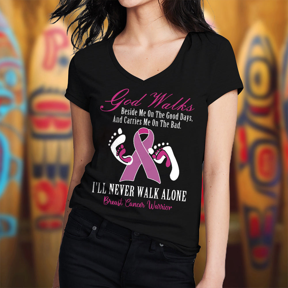 I'll Never Walk Alone Breast Cancer Warrior Shirt  Breast Cancer Awareness Month T-Shirt Women