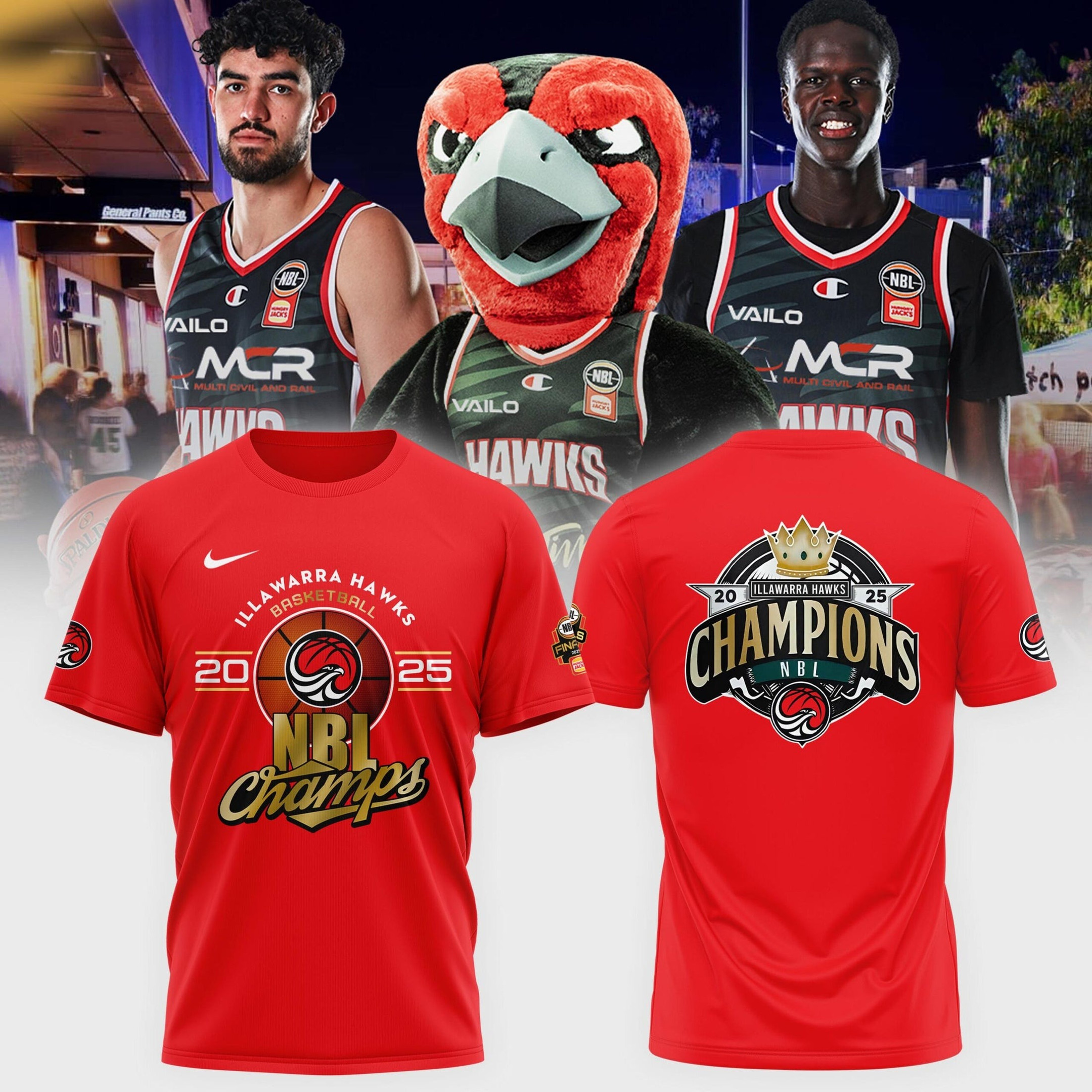 Illawarra Hawks Basketball NBL Champions 2025 Red T-Shirt Presents For Basketball Fans