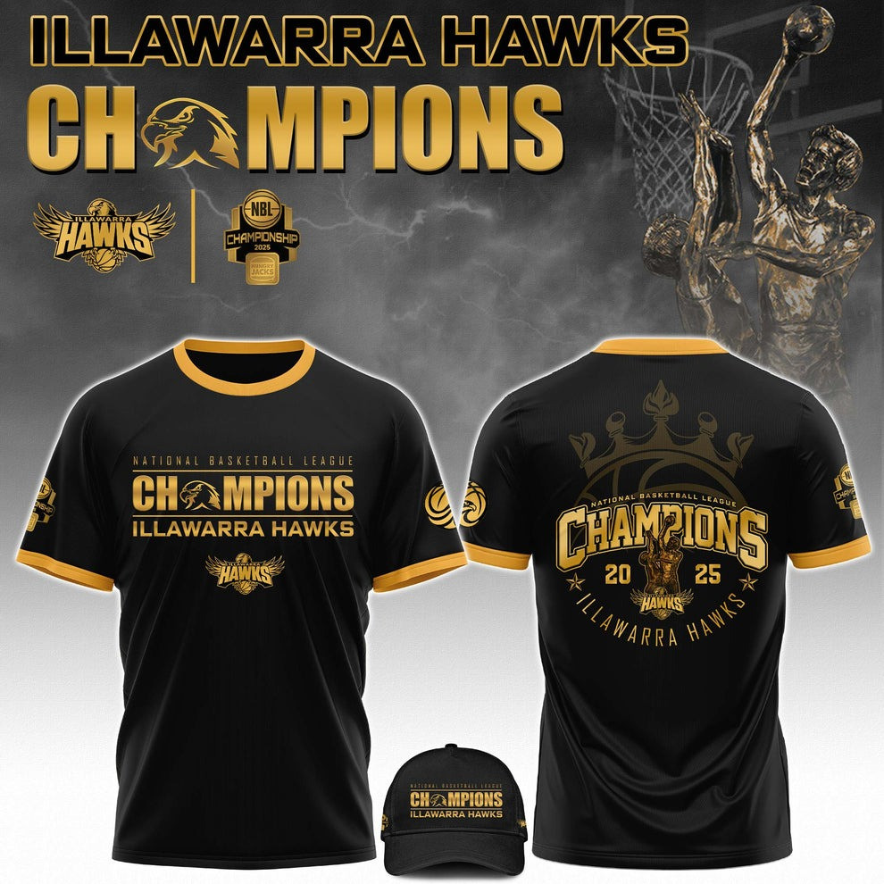 Illawarra Hawks NBL Champions 2025 Shirt And Hat National Basketball League Championship
