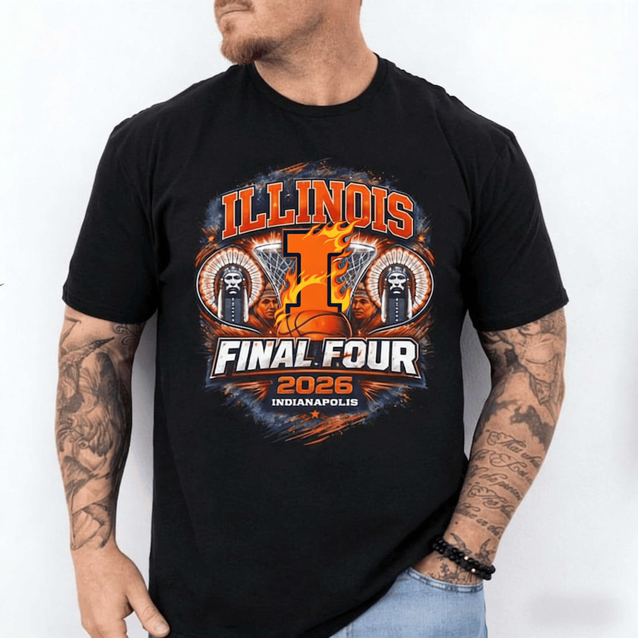 Illinois 2026 Men's Basketball Final Four T-Shirt March Madness Basketball Clothes Fan Gifts