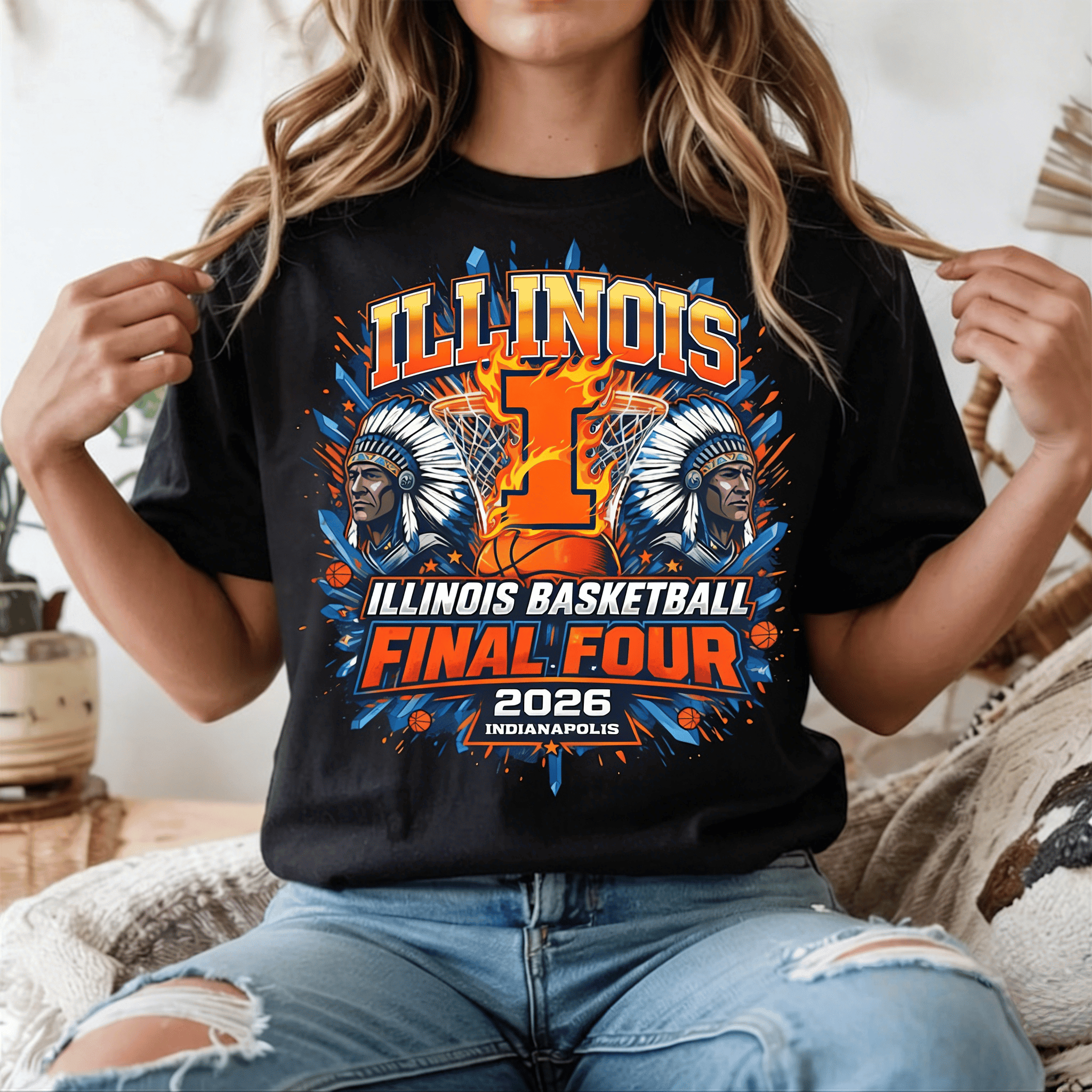 Illinois 2026 Men's Basketball Final Four T-Shirt March Madness Merch Present For Wife
