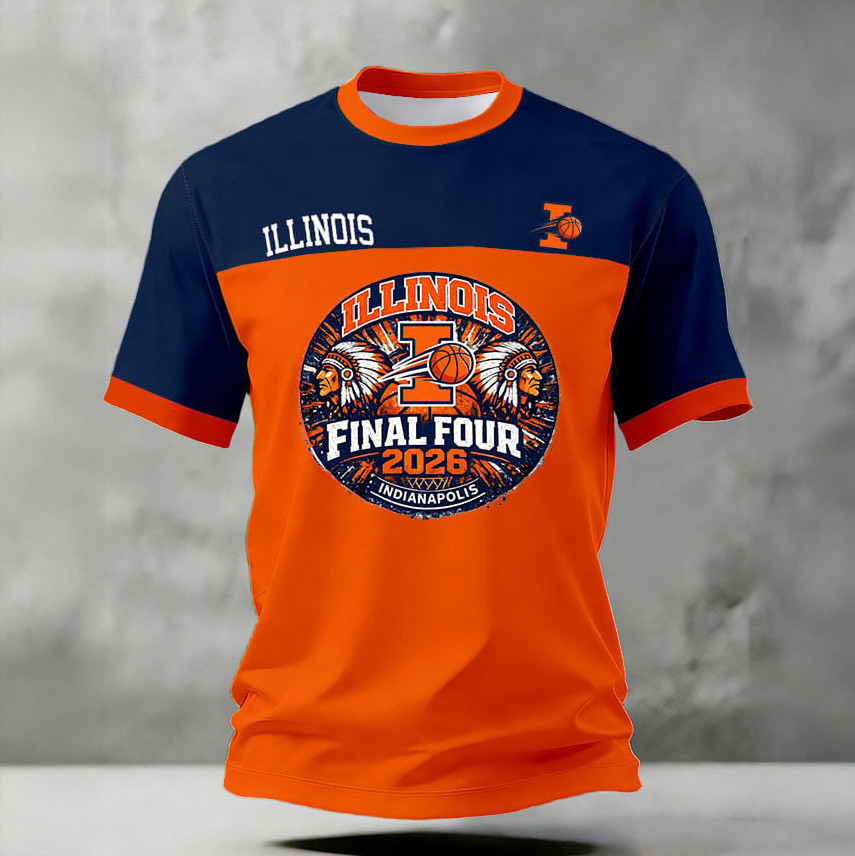 Illinois 2026 Men's Basketball Final Four T-Shirt March March Madness Clothes Basketball Lover Gift
