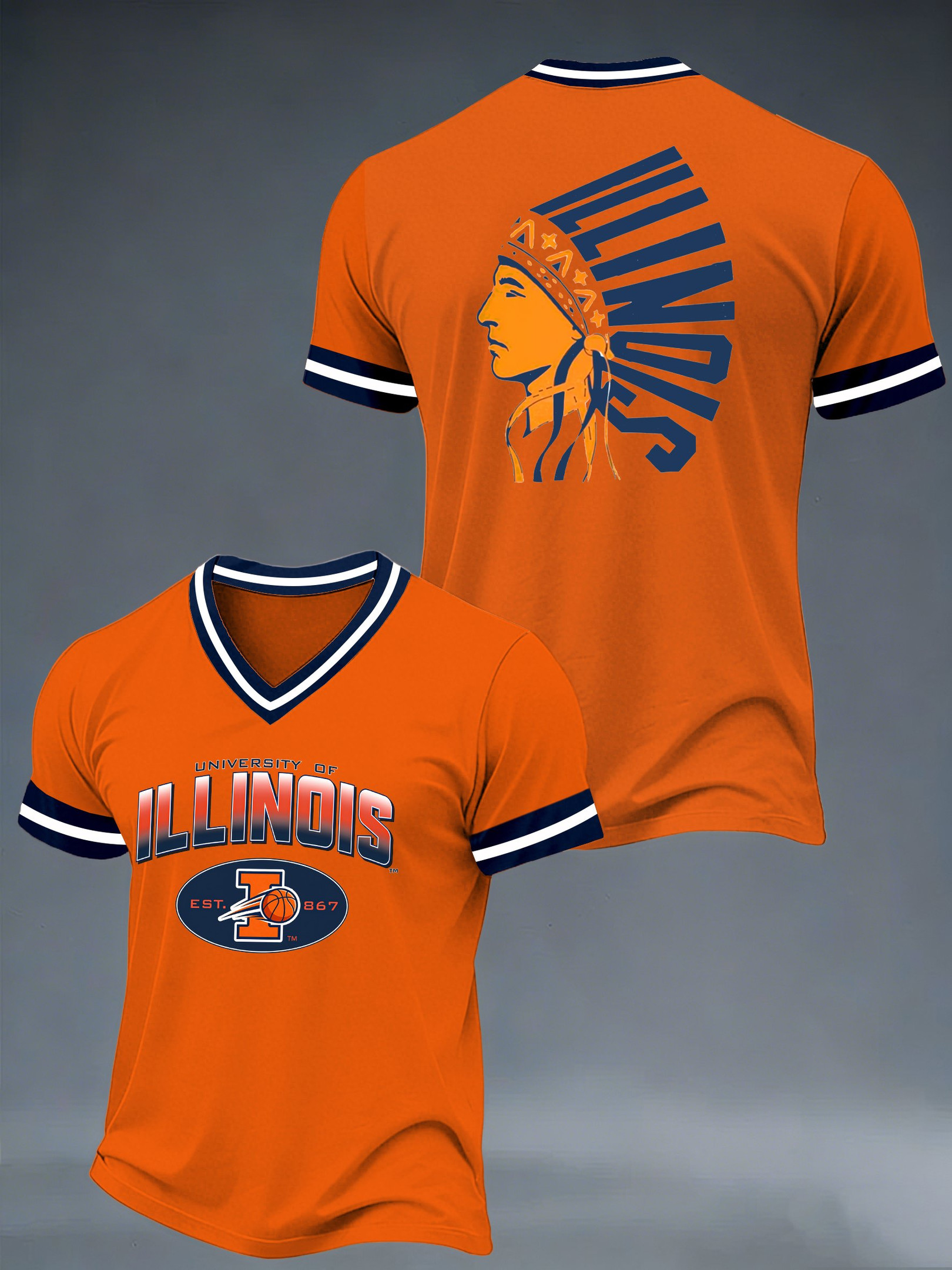 Illinois 2026 Men's Basketball Final Four V-Neck Shirt Basketball Shirt Game Day Gift For Him
