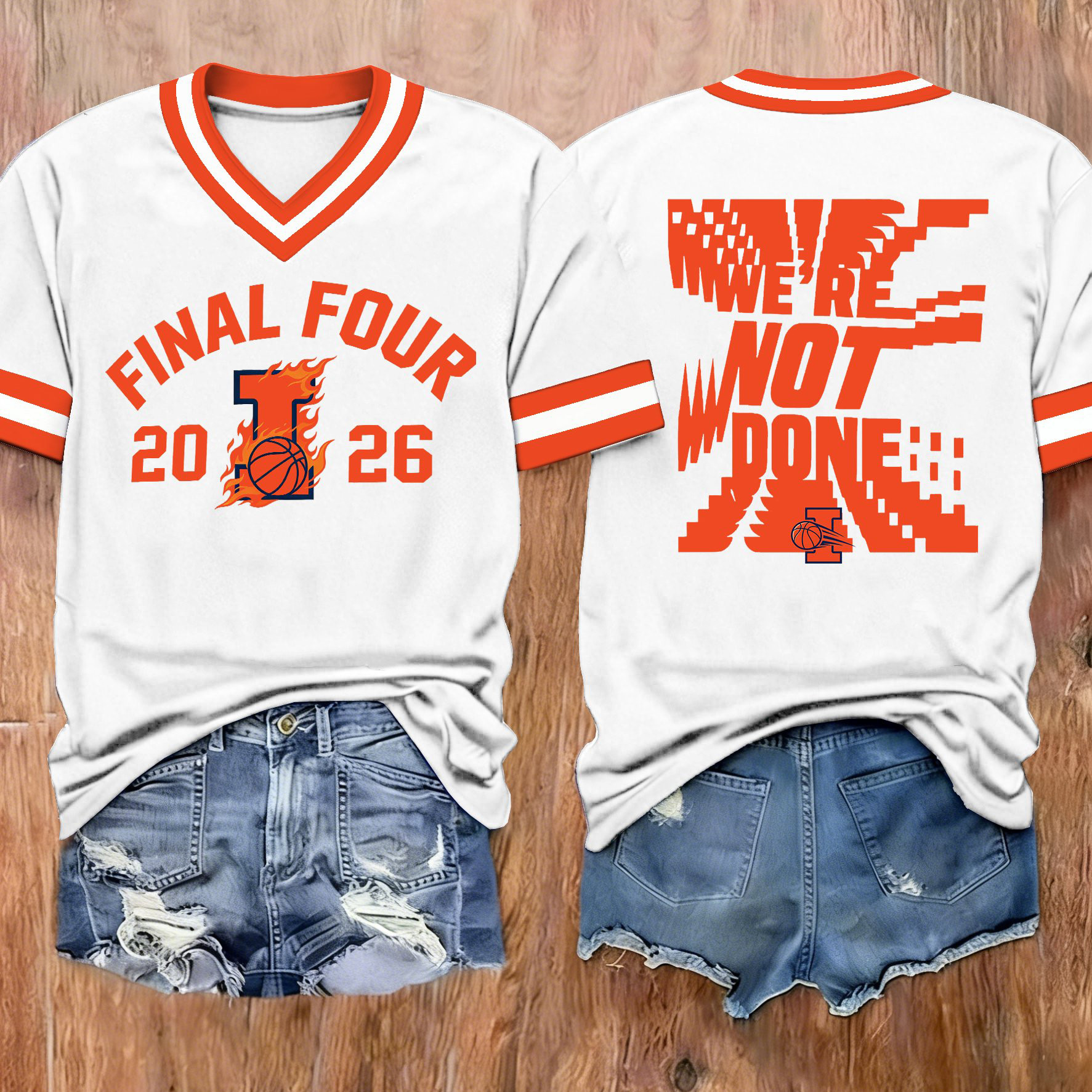 Illinois 2026 Men's Basketball Final Four V-Neck Shirt Game Day Clothing Gift Idea For Sister