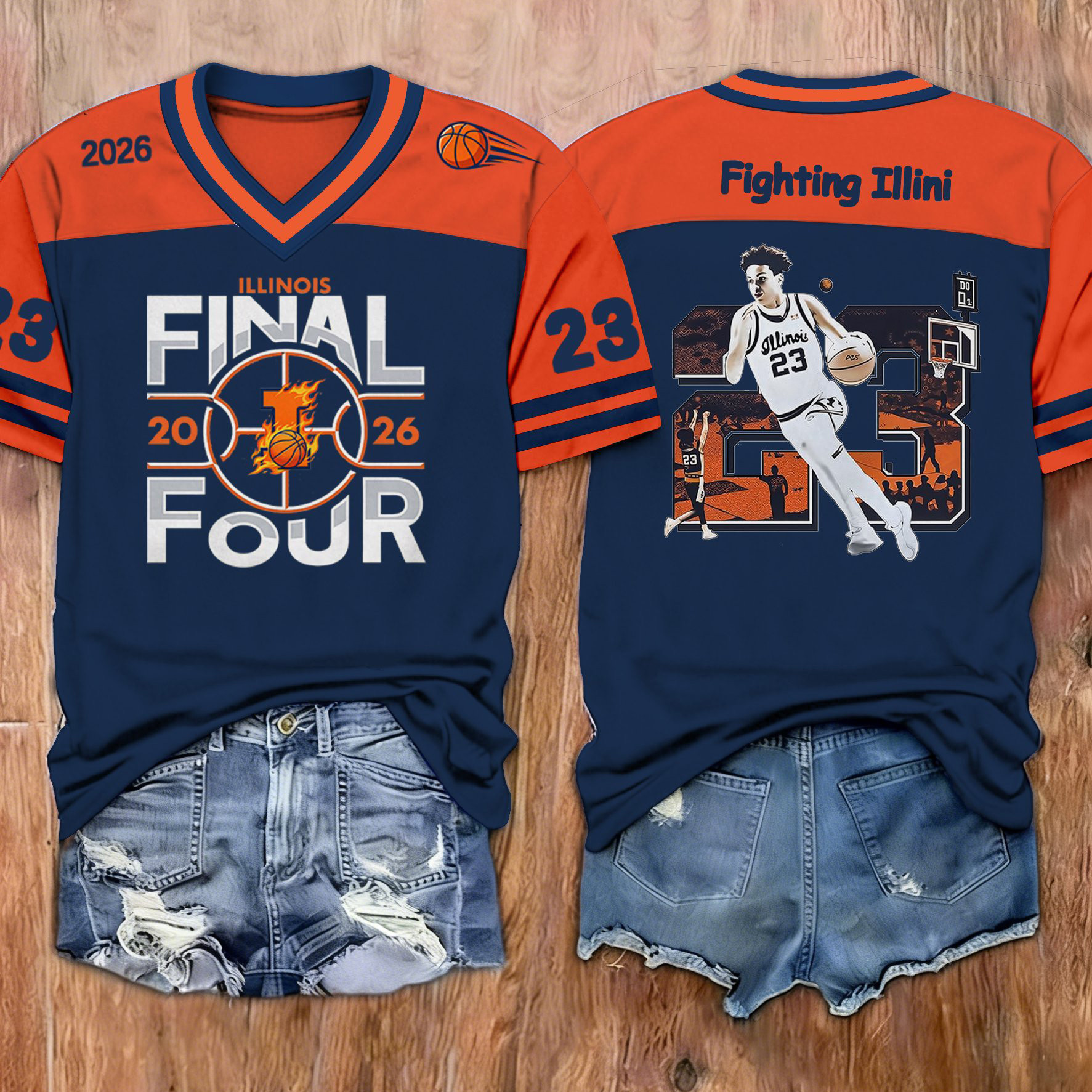 Illinois 2026 Men's Basketball Final Four V-Neck Shirt March Madness Clothes Best Present For Her