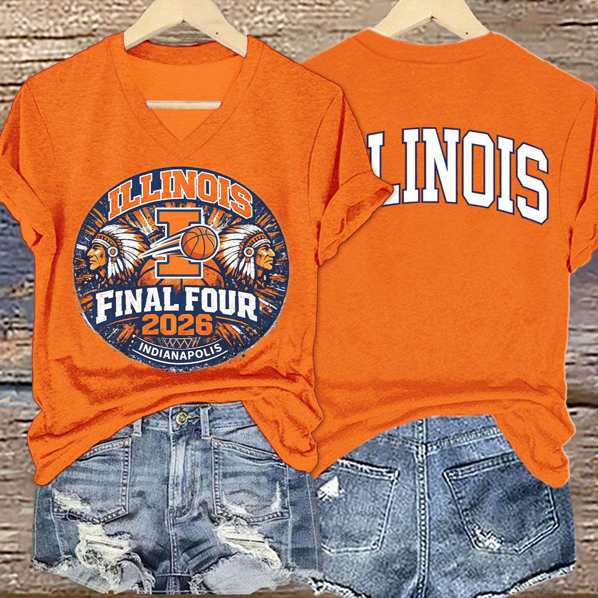 Illinois 2026 Men's Basketball Final Four V-Neck Shirt March Madness Shirt Basketball Lover Present