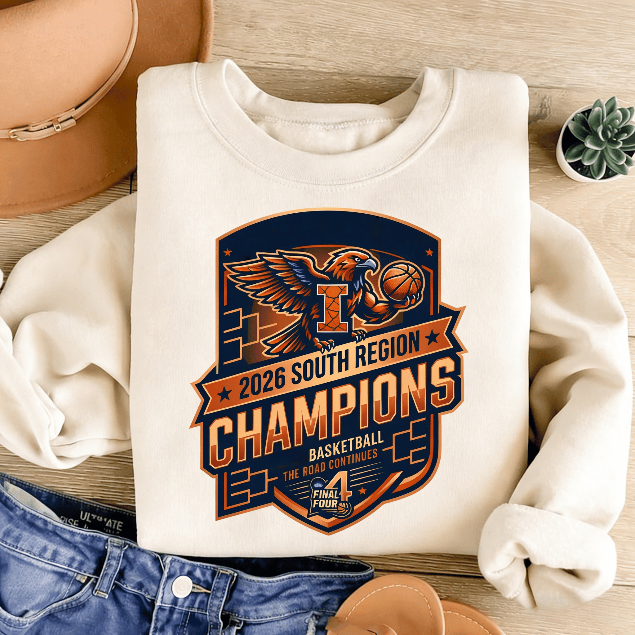 Illinois 2026 South Region Champions Sweatshirt March Madness Clothing Basketball Fans Gear