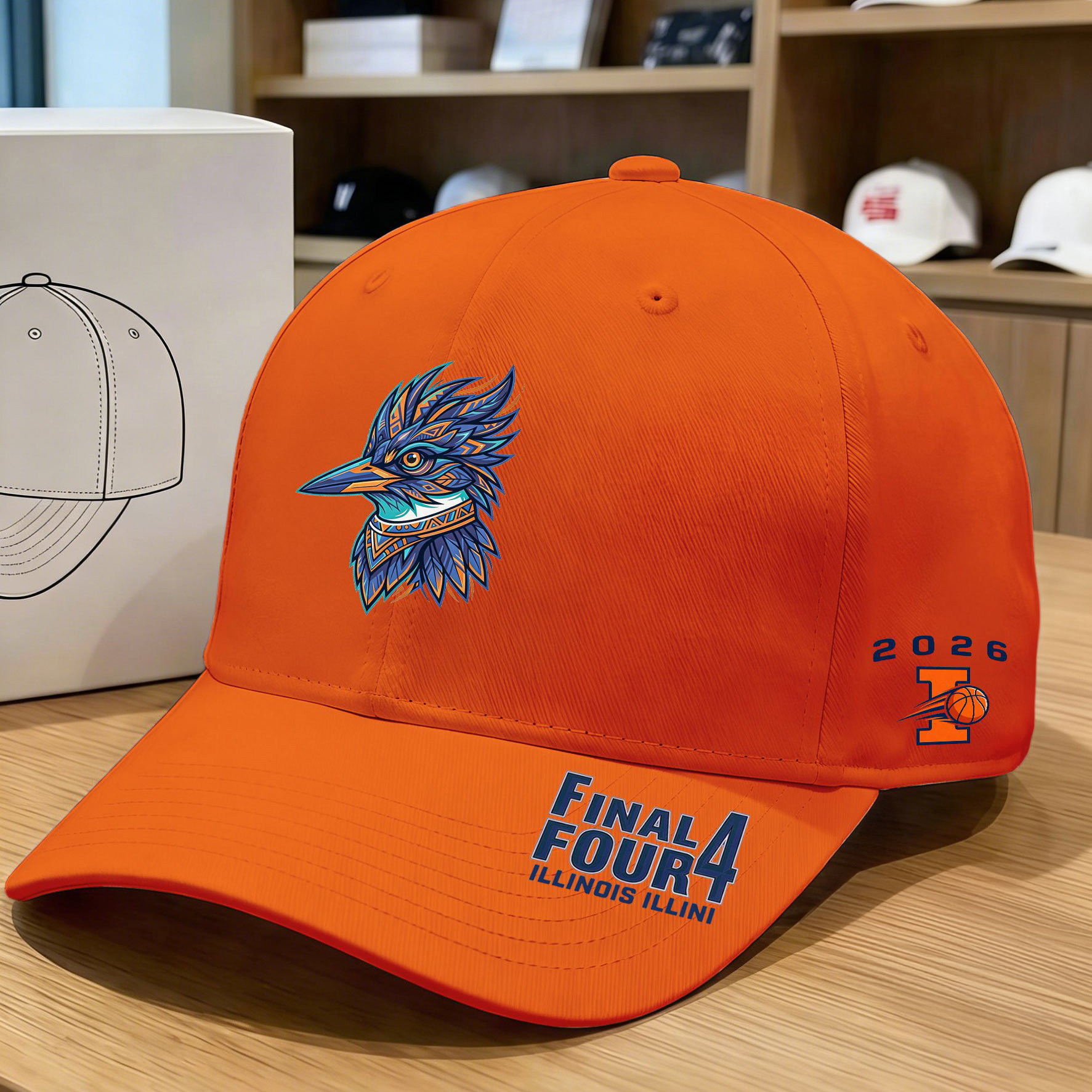 Illinois Fighting Illini 2026 Basketball Final Four Bird Hat March Madness Cap Fan Gift For Him